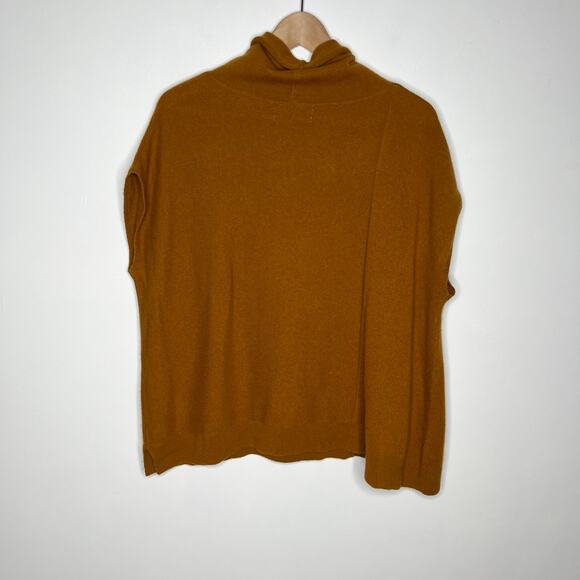Anthropologie Short Sleeve Cashmere Sweater Womens XS Rust Orange Cowl Neck - Picture 8 of 11